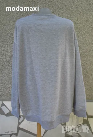 4XL Нова сива блуза с щампа , снимка 4 - Блузи с дълъг ръкав и пуловери - 47398364