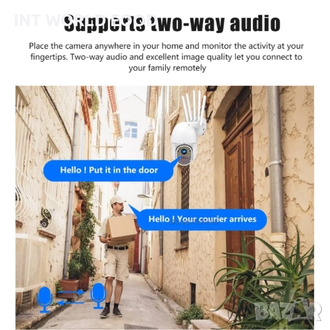 82 LED 1080P 2MP Външна WiFi Охранителна Камера с 360° Панорамно Завъртане IP66 Водоустойчивост V380, снимка 10 - IP камери - 52063249