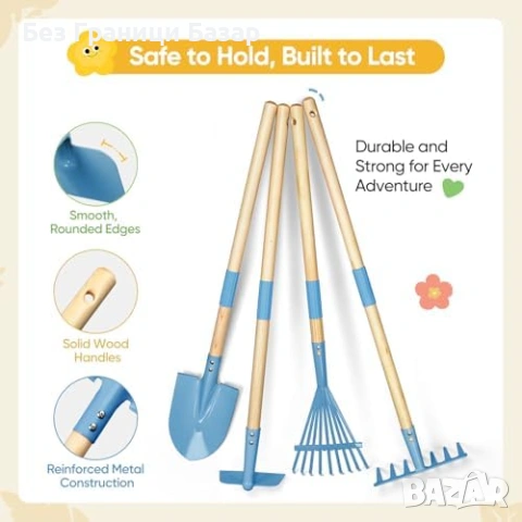 Нов Детски комплект за градина с количка лейка ръкавици 11 части игра, снимка 6 - Образователни игри - 53876530