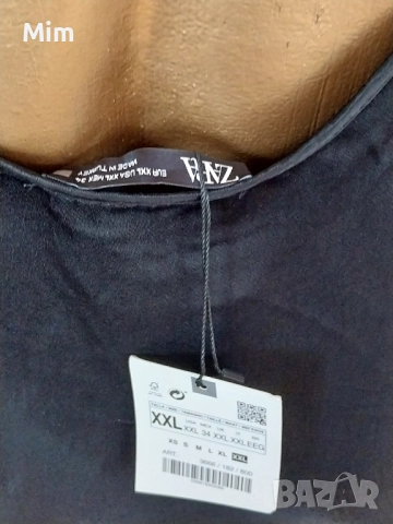 ZARA 2XL Черен сатенен потник / топ/, снимка 2 - Корсети, бюстиета, топове - 52427838