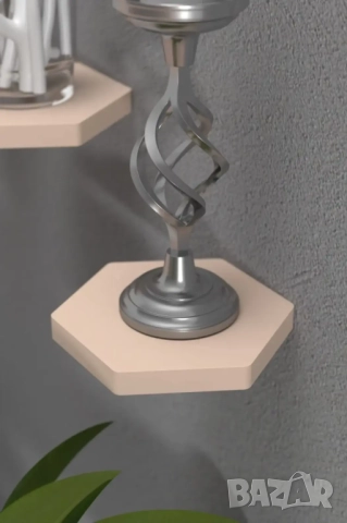 Рафтчета за стена/Комплект от 3 шестоъгълни етажерки за стена 5 цвята, снимка 10 - Етажерки - 52305084