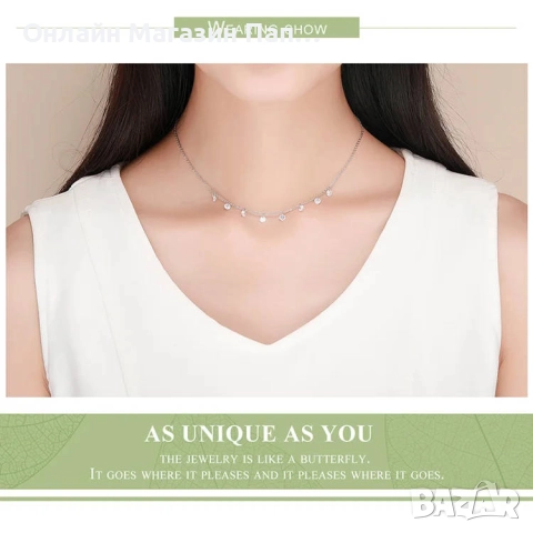 WOSTU Платинирано 925 сребърно колие с циркони (сертификат), снимка 13 - Колиета, медальони, синджири - 52924870