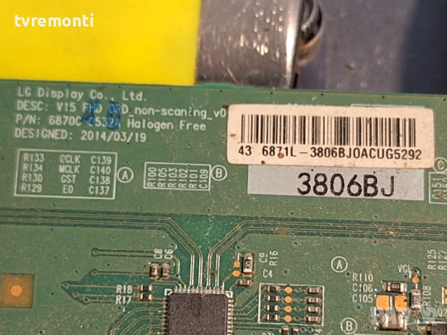 TCon BOARD ,6870C-0532A 6871L-3806B ,за 43-инчов телевизор PHILIPS Модел 43PFS5823/12 , с дисплей TP, снимка 2 - Части и Платки - 51920144