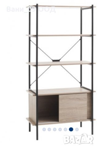 Голяма етажерка на 4 рафта с шкаф с плъзгащи врати