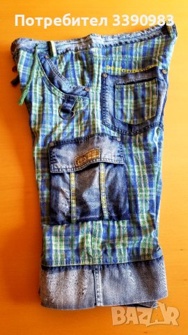 Къси панталони PULEDRO за момче (или по-дребен мъж) от лека материя с елементи от състарен деним, снимка 5 - Детски къси панталони - 44473104