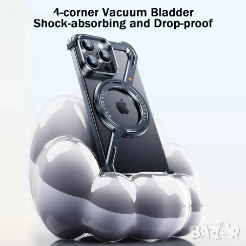 PANPHEN Минималистичен калъф за телефон, съвместим с iPhone 15 Pro Max, 360° въртяща се стойка, син, снимка 8 - Калъфи, кейсове - 50569500