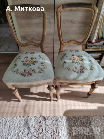 Продавам столове - резбовани в бароков стил, снимка 3 - Столове - 49841228