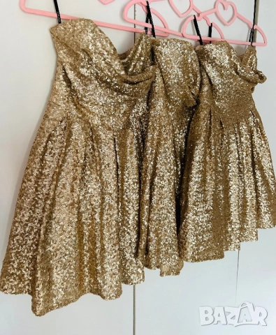 Разпродажба Официална рокля с пайети златна разкроена бюстие, снимка 2 - Рокли - 52881523