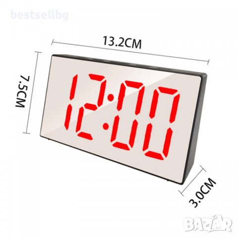 Електронен настолен часовник постоянно светещ в тъмното с термометър, снимка 4 - Други - 39948719