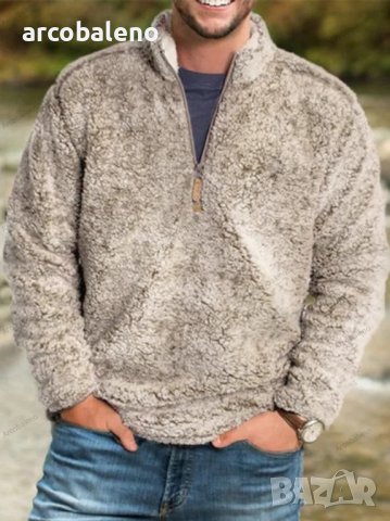 Ежедневни свободни едноцветни мъжки пуловери с яка, 2цвята - 023, снимка 2 - Пуловери - 39781767