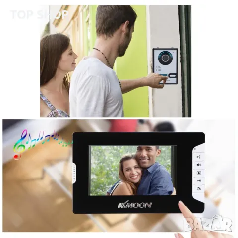 Видео звънец с голям 7’’Color TFT LCD екран KKMOON Video Doorbell , снимка 2 - Аналогови камери - 48657257