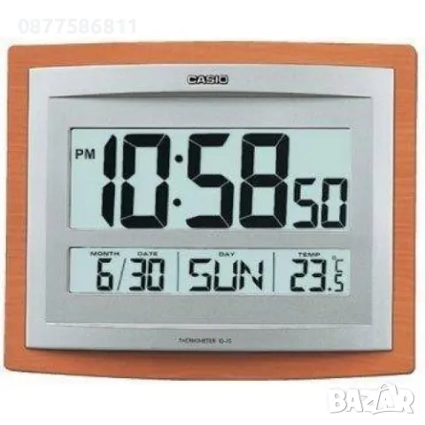 НОВ СТЕНЕН ЧАСОВНИК С ТЕРМОМЕТЪР CASIO ID-15-5DF. ДИГИТАЛЕН СТЕНЕН ЧАСОВНИК КАСИО ID 15, снимка 1