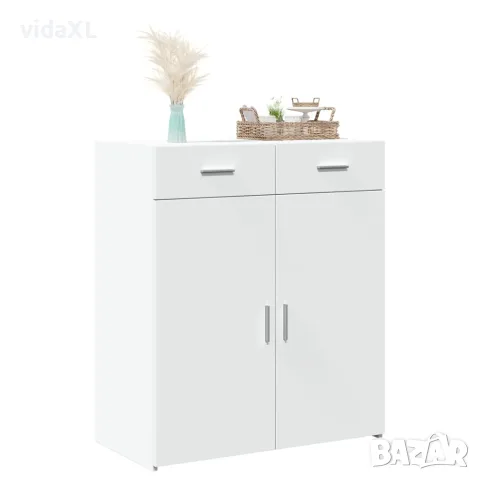 vidaXL Страничен шкаф, бял, 80x42,5x93 см, инженерно дърво, снимка 7 - Бюфети - 56146959