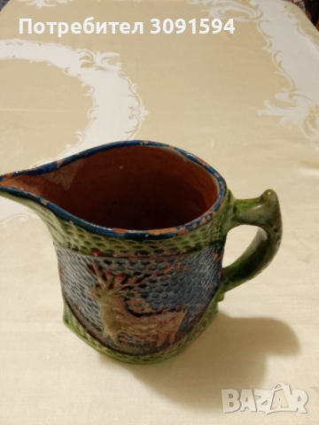 МНОГО РЯДКА СТАРА КЕРАМИЧНА КАНА С ФИГУРА ПОДПИСАНА, снимка 12 - Антикварни и старинни предмети - 51830961