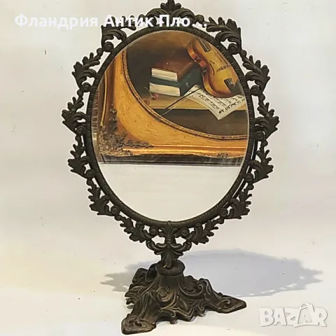 Настолно огледало с ажурна бронзова рамка, снимка 3 - Огледала - 49621520