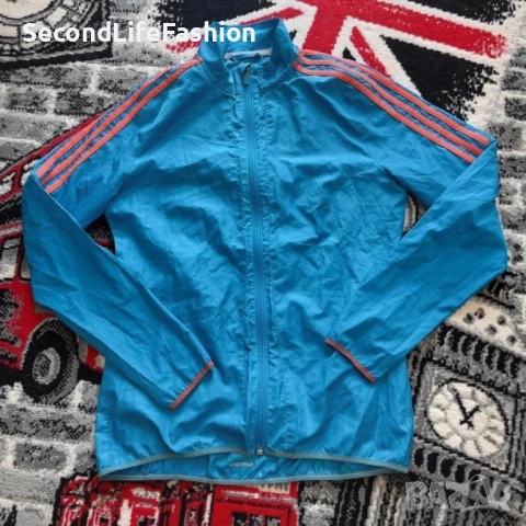 Яке Adidas Response Running ветровка дамско размер S, ветроустойчиво, синьо.