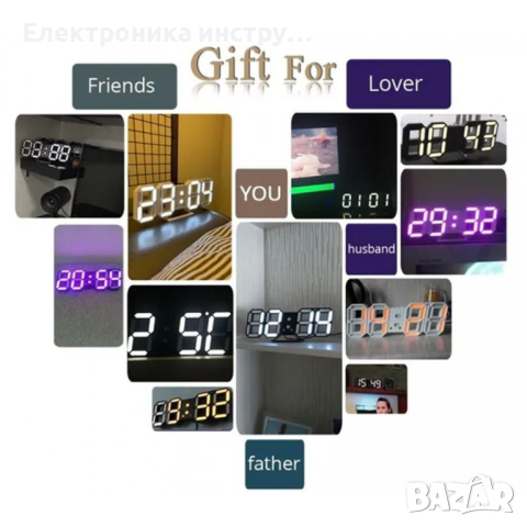 GH8018 Дигитален светещ в РОЗОВО LED часовник / Аларма, снимка 2 - Друга електроника - 44685895