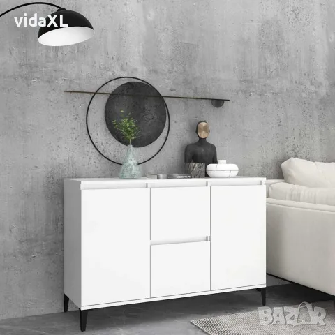 vidaXL Сайдборд, бял, 102x35x70 см, инженерно дърво, снимка 2 - Бюфети - 56147832
