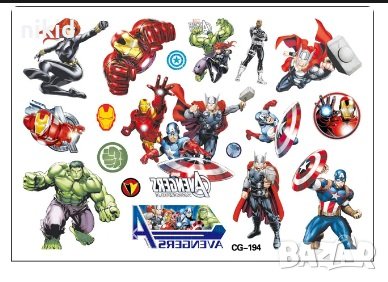 Avengers Отмъстителите Капитан Америка Хълк Айрън железния Tattoo татос татуировка временна детска , снимка 4 - Други - 24567609