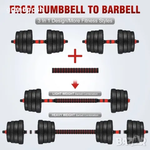 Комплект дъмбели с крив и прав лост  20 кг , 30 кг , и 40 кг, снимка 13 - Фитнес уреди - 42400132