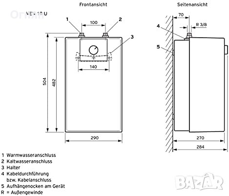 Бойлер за ниско налягане 10 лт, Vaillant eloSTOR VEN 10/7-5, снимка 2 - Бойлери - 36806171