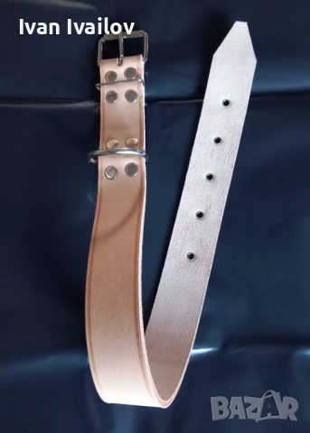 Масивен нашийник от натурална кожа (Бланк) – 4 см широк, снимка 2 - За кучета - 54137996