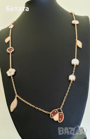 Колие от розово злато - Van Cleef & Arpels VCA Perlée couleurs pendant, снимка 2 - Колиета, медальони, синджири - 54357318