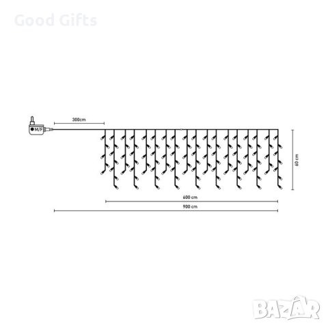 Коледни лампички Завеса, 288 LED, Студено бяло, С програми, снимка 3 - Лед осветление - 42730725