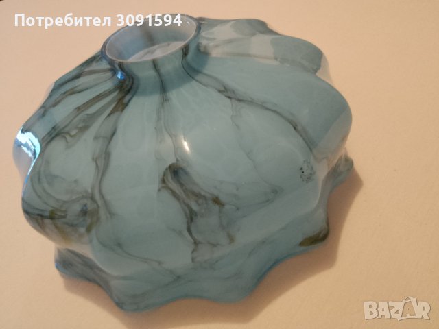 1920г-1930г Арт Деко абажур за лампа полилей двопластово къдраво стъкло, снимка 13 - Антикварни и старинни предмети - 42793577