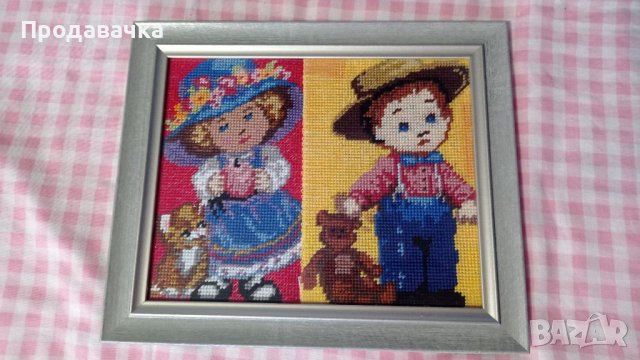 Гоблен момченце и момиченце, снимка 2 - Гоблени - 37614240