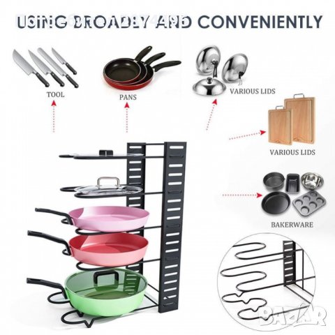 2993 Кухненски органайзер за тенджери и тигани, снимка 6 - Аксесоари за кухня - 35356745