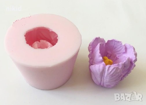 3D Широко лале цилиндър силиконов молд форма калъп гипс фондан свещ сапун