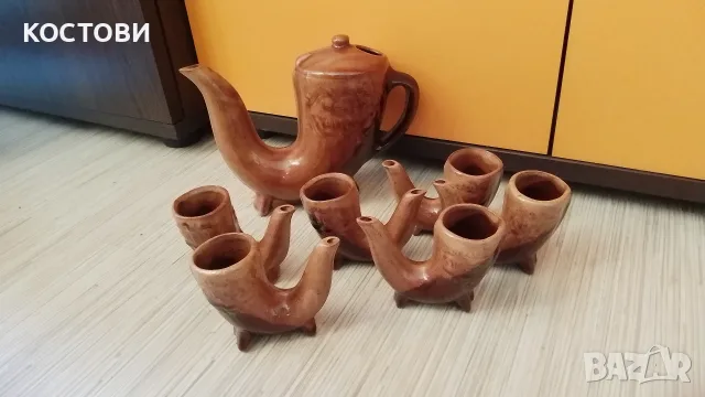 Керамичен сервиз за ракия или вино, снимка 3 - Сервизи - 56414554