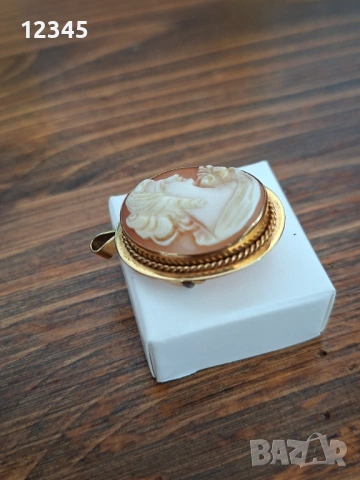 Старинна златна брошка/медальон с камея, снимка 6 - Колиета, медальони, синджири - 54074246