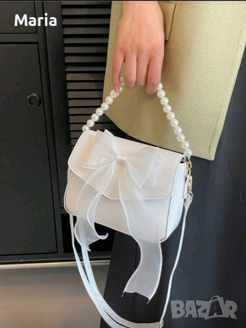 Елегантна дамска чанта с перли, снимка 2 - Чанти - 54231780