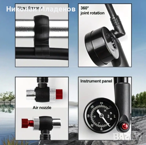 Помпа високо налягане за велосипедни вилки и амортисьори - 300 psi, снимка 3 - Аксесоари за велосипеди - 51790765