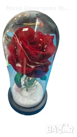 Вечна роза в стъкленица с LED осветление и влюбени фигурки, снимка 7 - Лед осветление - 48682921