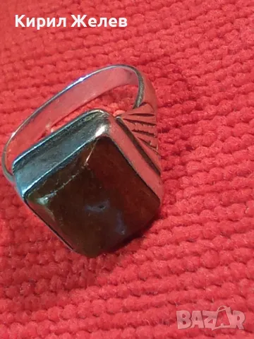 Старинен СКЪПОЦЕНЕН СРЕБЪРЕН ПРЪСТЕН СРЕБРО ВИСОКА ПРОБА с ПОЛИРАН ЯСПИС АР ДЕКО РЪЧНА РАБОТА 47583, снимка 15 - Антикварни и старинни предмети - 49247311