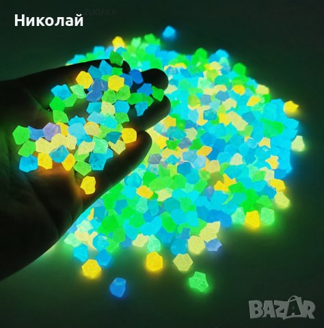 Светещи камъни 100 бр , соларни камънчета , флуоресцентни  камъни , декорация за детска стая , бебе, снимка 2 - Други стоки за дома - 34764798