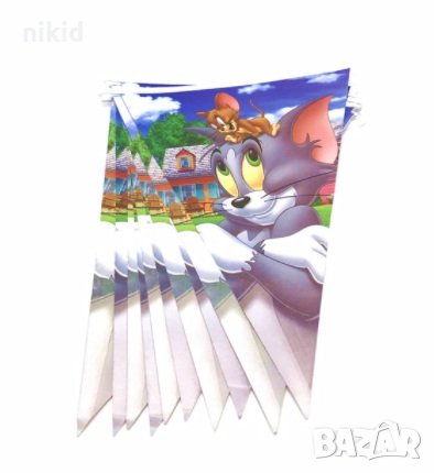 Том и Джери Tom and Jerry Парти Гирлянд Знаменца Флаг Банер
