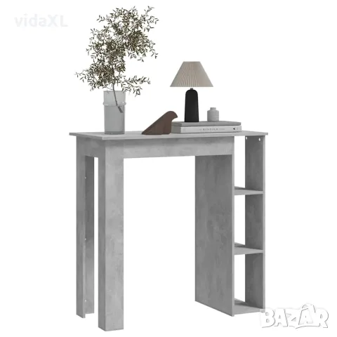 vidaXL Бар маса с рафт, бетонно сива, 102x50x103,5 см, инженерно дърво, снимка 5 - Маси - 56147818