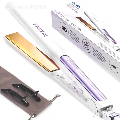 Йонна преса за коса Faszin.Бързо нагряване 20 сек., титаниеви плочи,ясен LCD дисплей