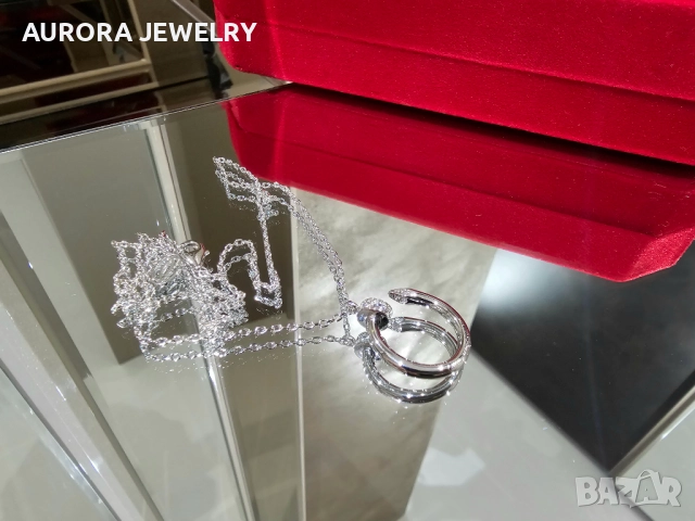 CARTIER Nail Juste un Clou Silver Diamonds Pendant Дамско Колие Пирон, снимка 5 - Колиета, медальони, синджири - 52818816