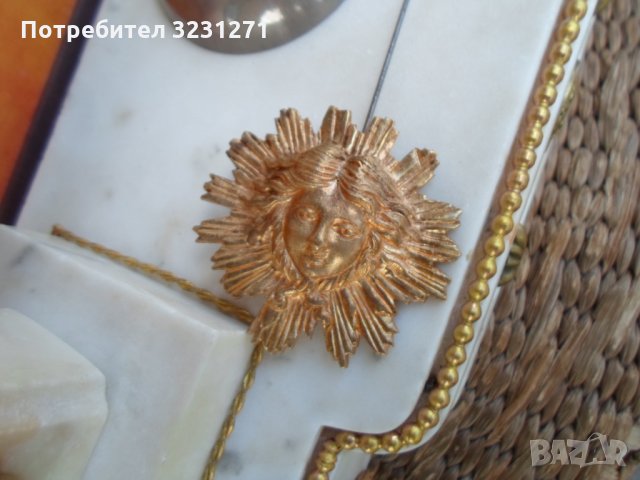 Рядък Каминен Часовник Франция/АМПИР/Бронз/Мрамор/Ок.1820год.К/, снимка 3 - Антикварни и старинни предмети - 35601318
