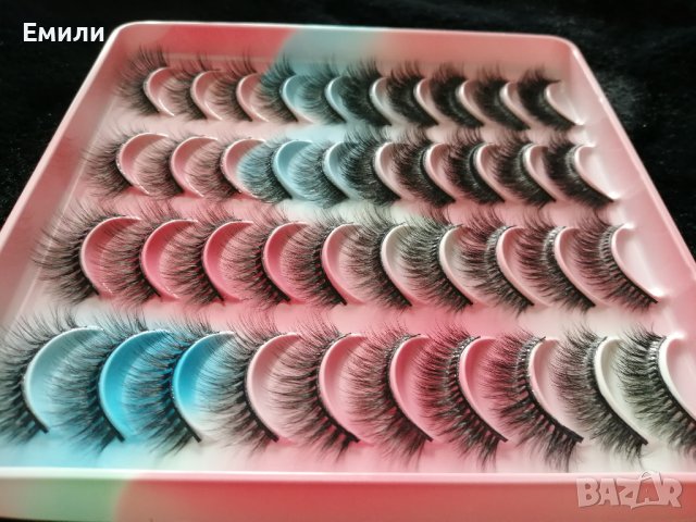 3D изкуствени мигли 20 чифта в кутия + пинсета и четка код H005, снимка 8 - Козметика за лице - 37347546
