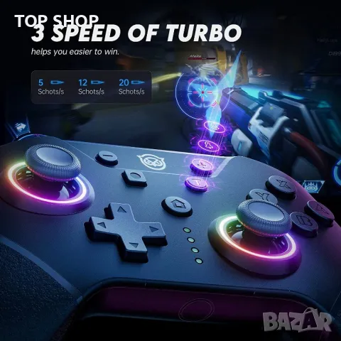 Контролер NYXI Switch Pro, контролери за безжичен превключвател с LED светлина, турбо контролер, снимка 5 - Джойстици и геймпадове - 48472273