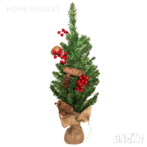 Мини коледна елха с шишарки и червени плодчета, 60 см Внесете празничен уют и настроение във всеки 