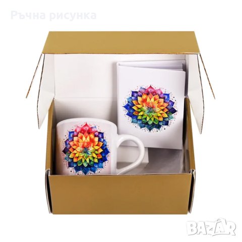 Подаръчен комплект "Мандала" с чаша и тефтерче, снимка 1 - Декорация за дома - 42251438