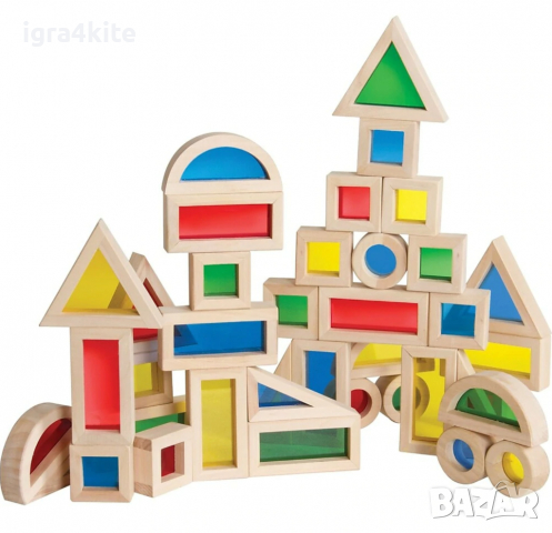 НАМАЛЕНИЯ Rainbow Wood Blocks 40 части. Луксозен светещ дървен конструктор , снимка 3 - Образователни игри - 36540957