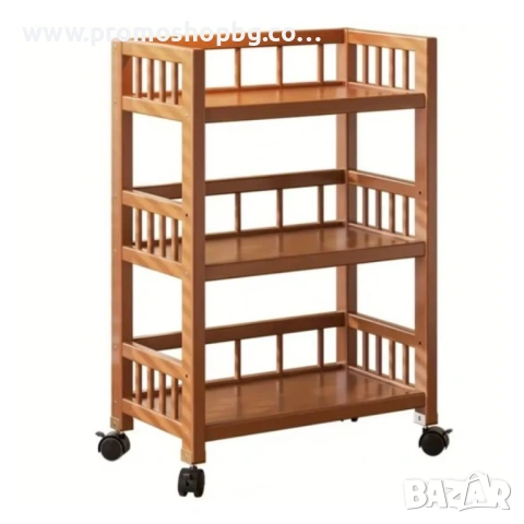 Шкаф на колела, етажерка, бамбуков рафт, 30 x 50 x 82 см, снимка 2 - Етажерки - 53063689